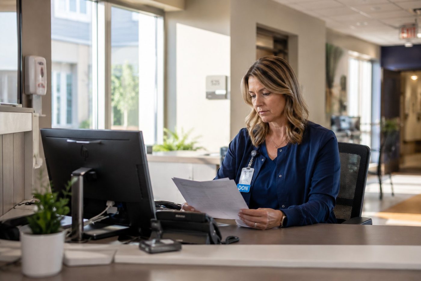 Director of Nursing reviewing resident information