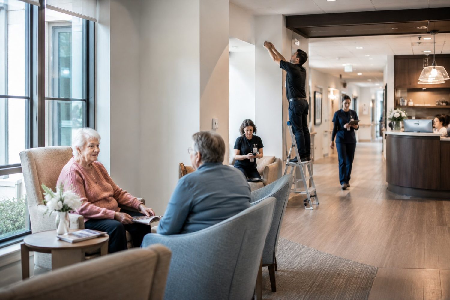 Quiet sensor installation in a care facility